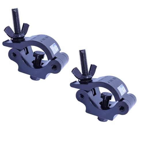 Sarknoah.2″Heavy Duty Truss Clamp, 1102lb(500KG) Aluminum Stage Lighting Clamps, Fits 1.5″-2″(38-52) mm Truss DJ Lights Clamp With 1/2″-13 Hex Bolt for Moving Head Par Lights, 2 Packs. - color: Black