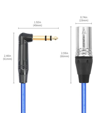 2 Pack Right Angle 1/4 TRS to XLR 3Pin Male Audio Cable,20AWG 6N OFC+Silver Plated HI-END Audio Cable,Right Angle 6.35mm TRS to XLR Male Active Speakers Balanced Cable - size: 6Feet（2Pack）, style: 90° TRS To XLR M
