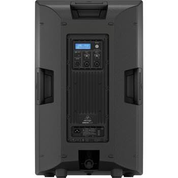 Behringer DR115DSP Active 1400W 15" PA Speaker System w/DSP and 2-Ch Mixer, Pair, Bundle with Turnstile Audio Speaker Stands, Pair, XLR M to F Cable 25'