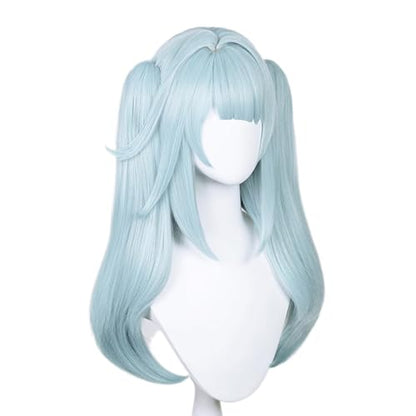 Faruzan Wig for Women with Blue Double Ponytail Heat Resistan Synthetic Fiber Hairs for Unisex Adult Halloween Christmas Cos Anime Party Replacement Wigs - color: Blue Double Ponytail