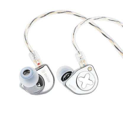 Linsoul SIMGOT EW300 1DD+1Planar+1PZT Hybrid Driver IEMs, Standard Edition | HiFi Wired Earbuds, Gaming Earbuds with Detachable Nozzles, Silver-Plated OFC In Ear Monitor Cable for Audiophile Musician - style: EW300 Standard