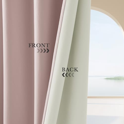 PONY DANCE 100% Blackout Curtains for Nursery Bedroom 84 inches Long, 2 Pcs - color: Dusty Pink, size: 52"W x 84"L (Pack of 2)