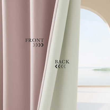 PONY DANCE 100% Blackout Curtains for Nursery Bedroom 84 inches Long, 2 Pcs - color: Dusty Pink, size: 52"W x 84"L (Pack of 2)