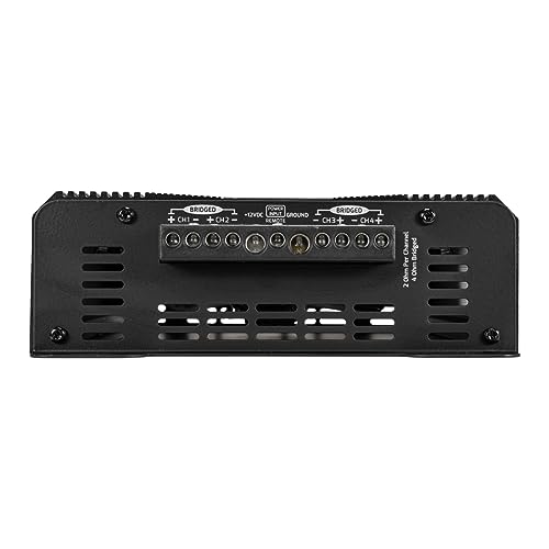 PRV Audio QS800.4 2 Ohm Compact 4 Channel Car Audio Amplifier 4 x 220 Watts RMS at 2 Ohm - 800 Watt Amp 12 Volts Amp Class D Bridgeable 800x4 High Power Stereo