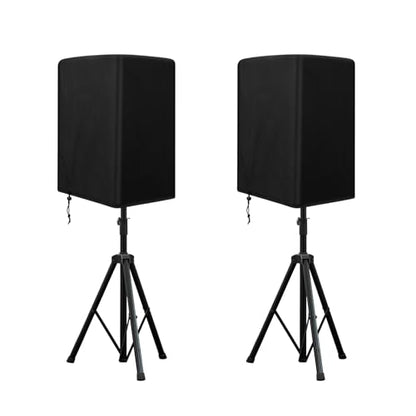 2PCS Speaker Cover for 12 Inch PA/DJ Powered Speaker Mounted on Stand, Outdoor Speaker Covers UV Protection Water Resistant Dustproof 800D Oxford Cloth(Black) - size: L:26.5" H x 15" W x 16.5" D