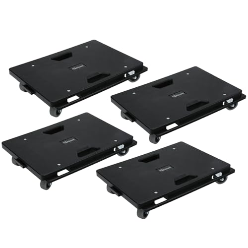 4 Pack Furniture Dolly Upgraded Dollies Connectable with 4 Wheels Small Flat Dolly Cart with 500 LBS Capacity for Heavy Appliance, Black - color: Black, size: 4 Pack