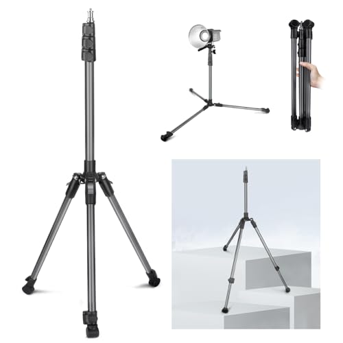 Extendable Photography Light Stand, Adjustable 6.6ft/2m Aluminum Light Tripod Stand for Travel, Reversible Portable Studio Lighting Tripod for Ring Light Camera Flash Light Strobe Light Webcam Softbox