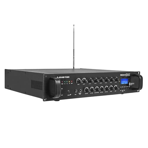 Sound Town 360W 6-Zone 70V/100V Commercial Power Amplifier with Bluetooth, Aluminum, for Restaurants, Lounges, Bars, Pubs, Schools and Warehouses (PAC360-6) - size: 360