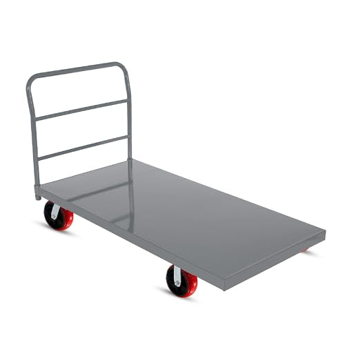Flatbed Platform Cart 3300LB Industrial Dolly Heavy Duty 60” x 30” Hand Push Truck Super Heavy Duty Flatbed 8'' Locked Swivel Wheels Commercial Moving - color: Plain Cart-grey, size: 60 x 30 Inch