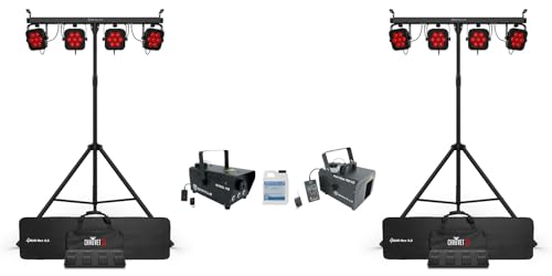 Audiosavings Bundle: (2) Chauvet DJ 4BAR HEX ILS RGBAW+UV LED Wash Lighting System Bundle with (1) Rockville R720L Fog/Smoke Machine + (1) Rockville ROCKHAZE 700 CFM DMX Haze Machine (4 Item)