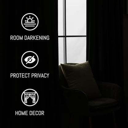 Yakamok Dark Green Room Darkening Velvet Curtains 84 Inch Living Room | Luxury soft velvet, 2 panels 40x84 inch, for bedroom study, window drapes rod pocket,light blocking,Thermal Insulated - color: Dark Green, size: 40"W x 84"L (Pack of 2)
