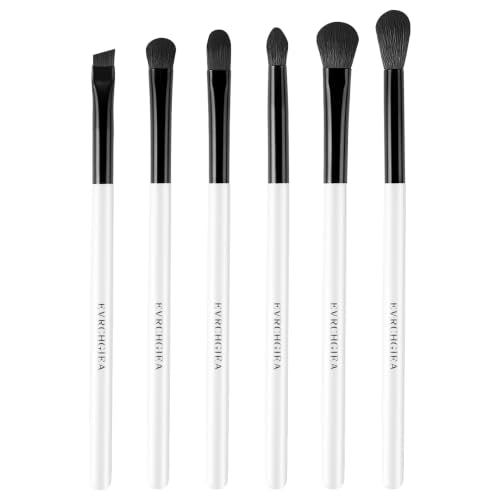 Eye Makeup Brush Set, 6 Pcs Professional Blending Eyeshadow Makeup Brushes for Concealer Eyebrows Eyeliner, Soft Hairs & Wood Handle…… (matte black 6pcs) - color: matte black 6pcs
