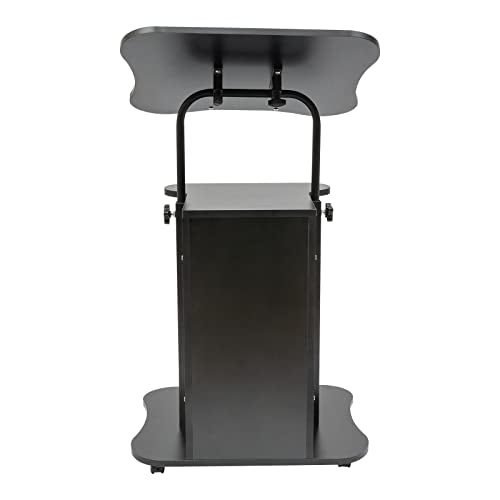 Mobile Laptop Podium,Height Adjustable Sit to Stand Desk with Tilting Desktop & Storage Cabinet,Modern Rolling Lectern Cart Laptop Desk,Podium Stand With Wheels for Office Classroom(with Sliding Door) - size: with Sliding Door
