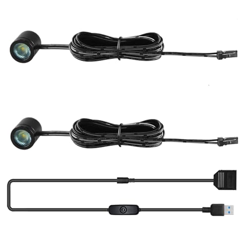 TAYSING Mini LED Spotlights, USB Powered Small Spotlight Display Lights, Accent Lighting for Artwork, Paintings, Jewelry, Display Cases, handicrafts, Models, Toys, Puzzles (Cold White, 2 Pack) - color: Cold White, size: 2 Pack