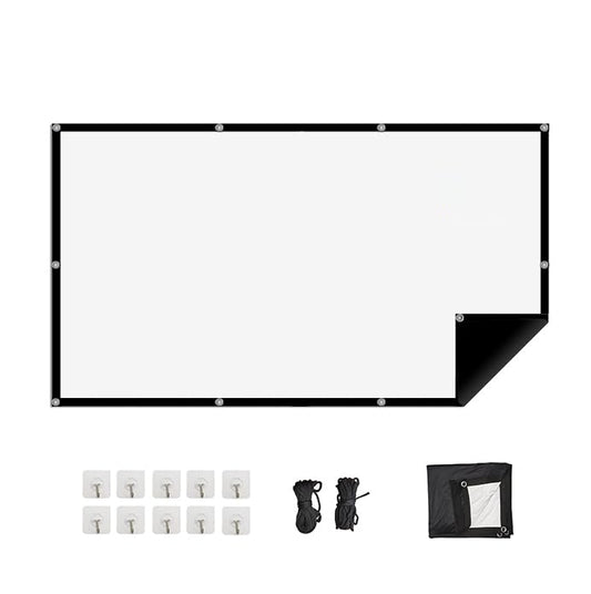 100 Inch 16:9 Projector Screen, Foldable and Washable HD White Projection Screen with Black Backing, Portable Movie Screen for Outdoor Indoor Home Theater, Camping, Meeting Room