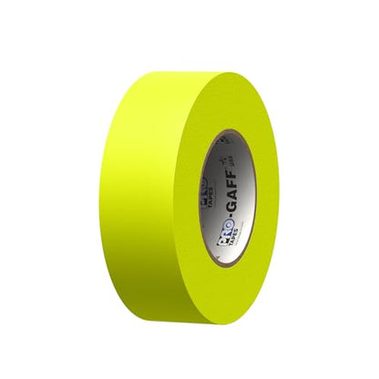 2" Pro Gaff Gaffers Tape 50 yards length fluorescent yellow matte. Premium Heavy-Duty Gaffers Tape trusted by professional Gaffers. Made in the USA. Holds Tight, Easy to remove. (Pack of 24)