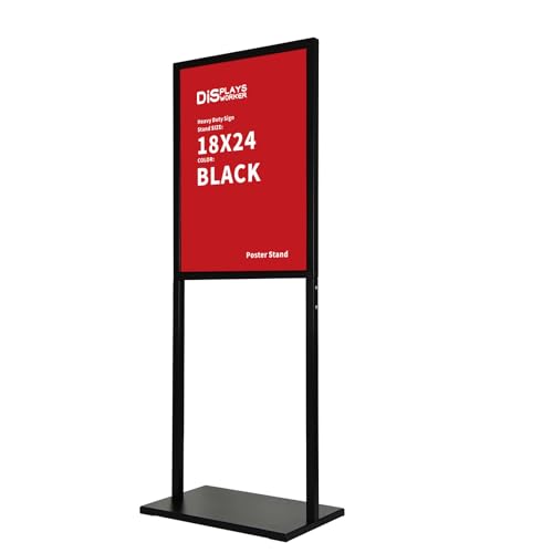DISPLAYSWORKER Sign holder floor stand, heavy Duty Pedestal poster banner stand for display,18×24 inch slide-in double sided poster sign holder floor standing for board Display (Black, 18×24) - size: 18×24
