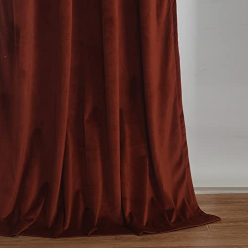 Roslynwood Velvet Burnt Ochre Curtains 63 inch Long - Curtains Block Light Rod Pocket Thermal Insulated Window Curtain Drapes for Living Room/Office/Apartment,Burnt Ochre, W52 x L63, 2 Panels - color: Burnt Ochre, size: 52"W x 63"L (Pack of 2)
