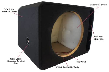 18" Subwoofer Box Single Vented Port Empty Sub Enclosure Harmony Audio | Fits 18 inch woofers, unloaded universal design, ported bass output, sturdy build for car, truck and home theater installs