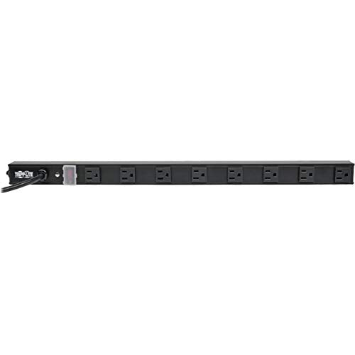 Tripp Lite 8 Outlet Power Strip, 120V, 15A, NEMA 5-15R, 5-15P Plug with 15' Cord, Vertical, Metal, Black, 24" (PS2408B) - style: 8 Outlet, 15ft Cord (Black)