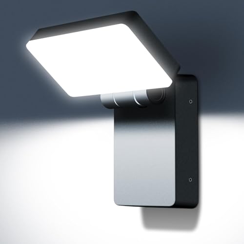 ledmo Modern LED Wall Light, 40W 3000LM 5000K Outdoor Wallpack with 360° Rotate and 180° Fold Head Sconce Exterior Flood Lights Switch Control IP65 Waterproof for Safety Wall Mount Lighting - size: Small/1Pack