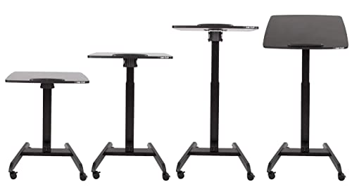 Stand Steady Multifunctional Mobile Podium Desk | Portable Sit to Stand Lectern with Pneumatic Height Adjustment & Tilting Desktop | Rolling Laptop Stand | Mobile Desk for School, Home, Office (Black) - color: Black