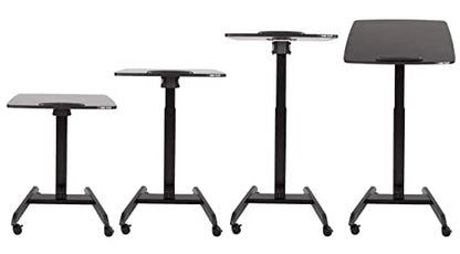 Stand Steady Multifunctional Mobile Podium Desk | Portable Sit to Stand Lectern with Pneumatic Height Adjustment & Tilting Desktop | Rolling Laptop Stand | Mobile Desk for School, Home, Office (Black) - color: Black