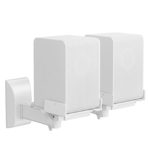 TNP Bookshelf Speaker Wall Mounts, Dual Side Clamps, 55 lb, 2 Pack, White - color: White