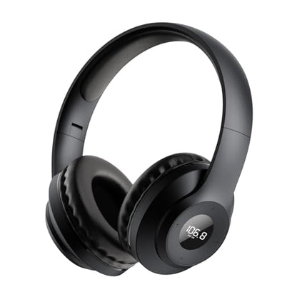 X5 Rechargeable & Portable FM Radio Headphones Mowing (Black) | Excellent Reception, LED Display, Soft Ear Muffs, Radio Headset FM Receiver for Meeting, Works, Hiking, Jogging - color: Black