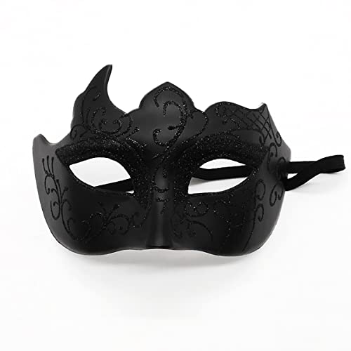 Masquerade Mask for Men Women Couple, Venetian Carnival Mask for Mardi Gras, Halloween, Party Prom Ball Costume - color: Black