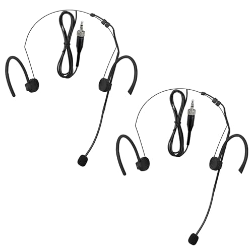 2 Pack Headset Headworn Microphone Foldable Earhook Face Mic for Sennheiser - color: Black
