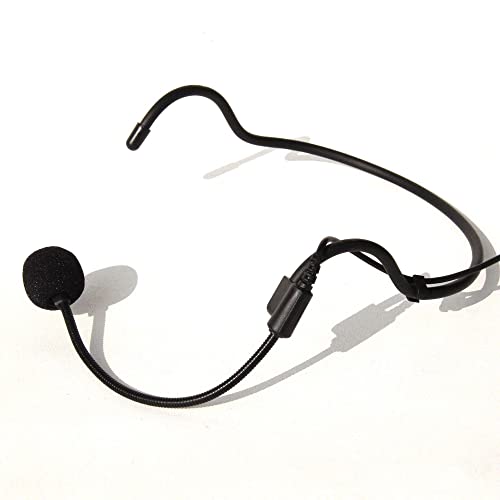 Headworn Headset Microphone for AKG/Samson Wireless Bodypack Transmitters, with Windscreen, Mini 3 Pins XLR Connector, Unidirectional, Black
