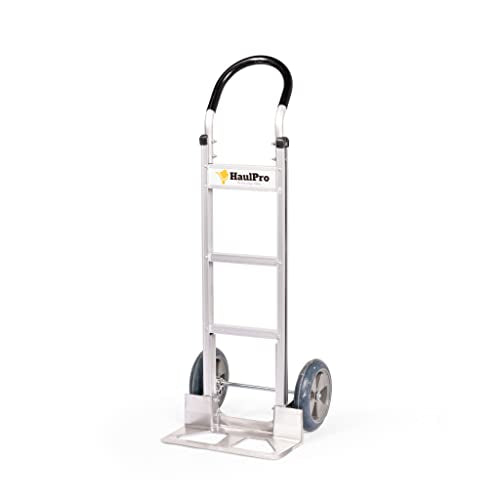 Heavy Duty Hand Truck with Horizontal Loop Handle - Aluminum Dolly Cart for Moving - 500 Pound Capacity - 10" Rubber Wheels - 50.25" H x 17.5" W with 17.75" x 9" Die Cast Nose Plate