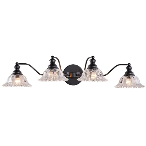XIEDUN 4 Light Bathroom Vanity Lighting Fixtures Black Vanity Light Fixture Vanity Lights for Bathroom - color: Black, size: 4 Light