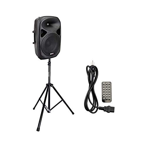 LyxPro SPA12 12" Portable PA Speaker System With Metal Tripod Stand Combo Kit Power Active Powerful Amplifier Equalizer Bluetooth SD Slot USB MP3 XLR 1/4" 1/8" 3.5mm Inputs Remote Control - size: 12 Inch + Stand