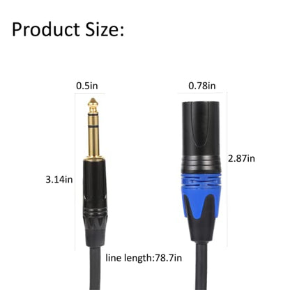XLR to 1/4 TRS Stereo Adapter, 6.35mm Dual Channel to 3-pin Male, XLR to 1/4 Balanced Microphone Stereo Audio Converter AdapterCable 1 Pack (6.6Feet) - size: 6.6Feet