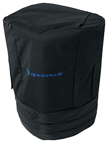 Rockville Best Cover 15 Padded Slip Cover for 15" PA Speaker, DJ Transport | Foam Padding, Rainproof, Adjustable Height 18"-31", Velcro Handle Access, Universal Fit, Open Bottom for Stand Use - size: 15 Inch