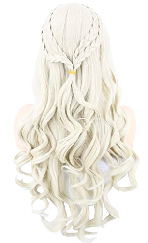 Topcosplay Women Wigs Beige Long Curly Wavy Cosplay Halloween Costume Party Wigs - color: Beige