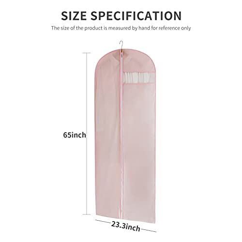 MARMINS Pink Dress Bags for Gowns Long, 65'' Long Dress Clear Garment Bag(Set of 2, 23.3'' X 65'') | Transparent window , Easy to identify - size: Set of 2(23.3" x 65") Pink