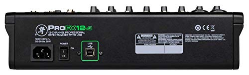 Mackie ProFX12v3 12-Channel Professional Effects Mixer w/USB ProFX12 v3 Bundle with RockvilIe RDF9U 1U 15A Rack Mount DJ Pro Audio Power Supply Strip w/USB Charging