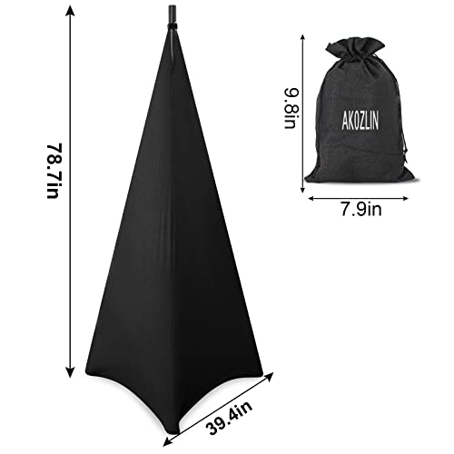 AKOZLIN Speaker Stand Cover with 360 Degree Tripod Stand Skirt Skrim Stretchable Lycra Fabric Covers with Free Storage Bag TWO PACK BLACK - color: Black-2