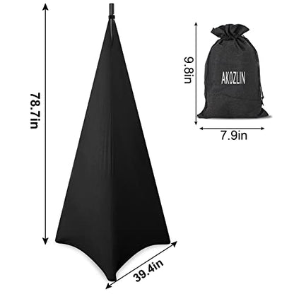 AKOZLIN Speaker Stand Cover with 360 Degree Tripod Stand Skirt Skrim Stretchable Lycra Fabric Covers with Free Storage Bag TWO PACK BLACK - color: Black-2