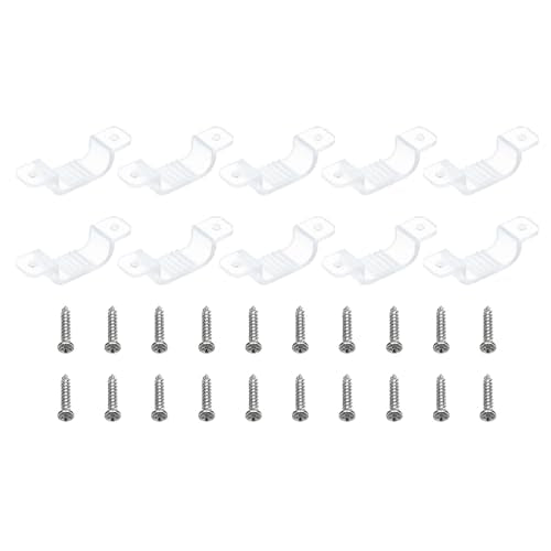 PATIKIL LED Strip Light Clips, 100 Pack Mounting Bracket Fixing Clips Clamp Holders with Screws for 15mm-17mm Neon RGB Light Cable Ribbon, Translucent - size: 15mm-17mm