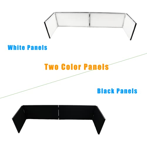 DJ Booth DJ Facade Portable DJ Event Booth Foldable Cover Screen Metal Frame Booth Front Board Video Light Projector Display Scrim Panel w/Travel Bag Black White Scrims