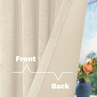 BGment Cream Beige Velvet Blackout Curtains 72 Inch Length for Bedroom - color: Cream Beige, size: 52"W x 72"L (Pack of 2)