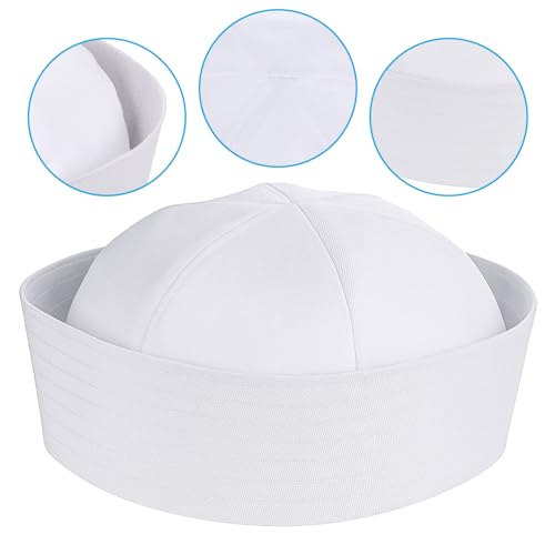 White Sailor Hat men, Captains Hat for Men, Navy Captain Hats, Costume Sailor Cap Yacht Sailors Ship Caps for Women Dressing Up Party Adults Nautical Costume, 21 Inch