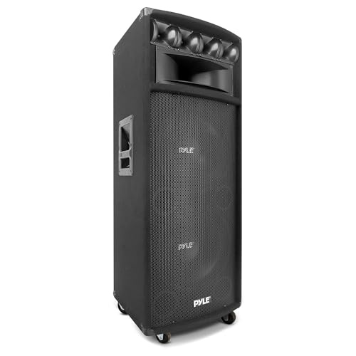 Pyle Portable Cabinet PA Speaker System - 1600 Watt Outdoor Stereo Sound Speakers w/ Dual 12" Woofers, 3.4" Piezo Tweeters, 5"x12" Super Horn Midrange, Crossover Network - color: Charcoal