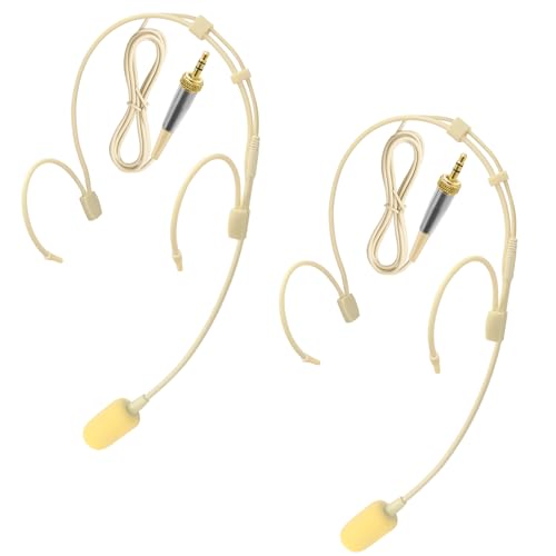 2 Pack Dual Earhook Face Microphone Headset Headworn Mic for Sennheiser | with Windscreen and 1.5m Cable,3.5mm stereo female screw lock plug,Ideal for Lectures, Live Performance,Theater - size: 2 Pack