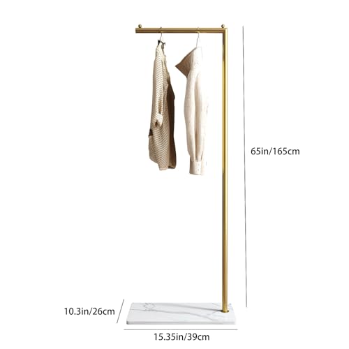 Gold clothing rack with Marble Base,Modern clothes racks for hanging clothes,7-shaped coat rack Freestanding Small garment rack Clothes Hanging Rack for Small Space,Bedroom or cloakrooms - color: 7 gold