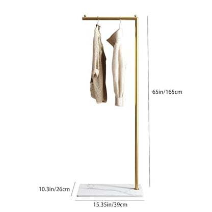 Gold clothing rack with Marble Base,Modern clothes racks for hanging clothes,7-shaped coat rack Freestanding Small garment rack Clothes Hanging Rack for Small Space,Bedroom or cloakrooms - color: 7 gold
